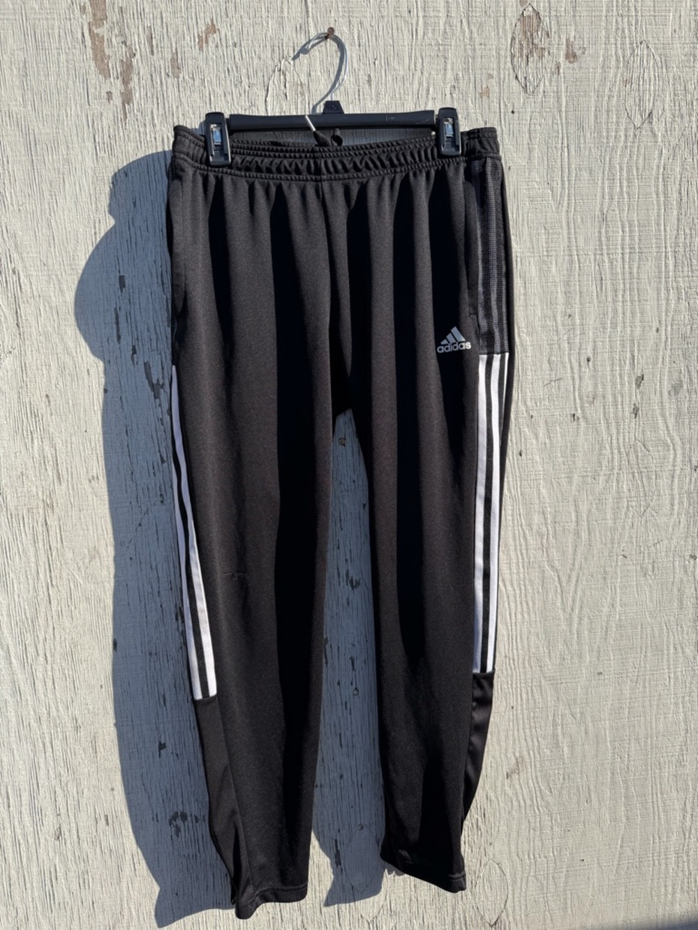 Adidas Youth Black Track Pants with White Stripes